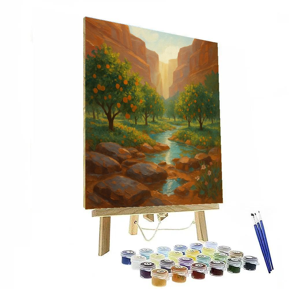 Sunlit Canyon Orchard After Rain Paint by numbers art