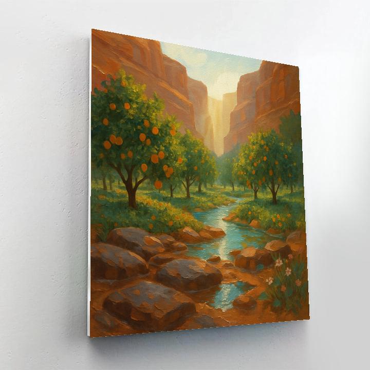 Sunlit Canyon Orchard After Rain Paint by numbers art