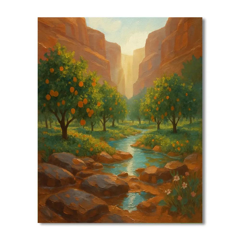 Sunlit Canyon Orchard After Rain Paint by numbers art