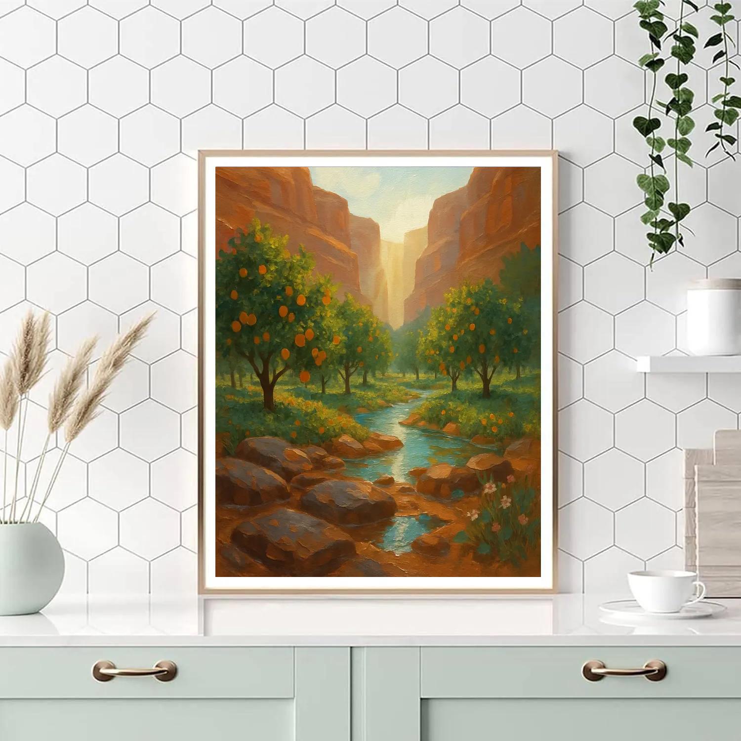 Sunlit Canyon Orchard After Rain Paint by numbers art