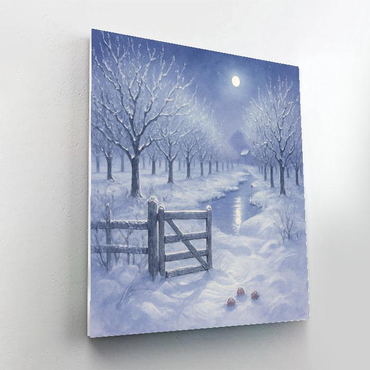 Moonlit Orchard With Frosted Gate paint by numbers