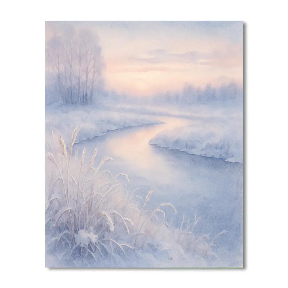 Winter River Bend With Crystal Reeds painting number kit
