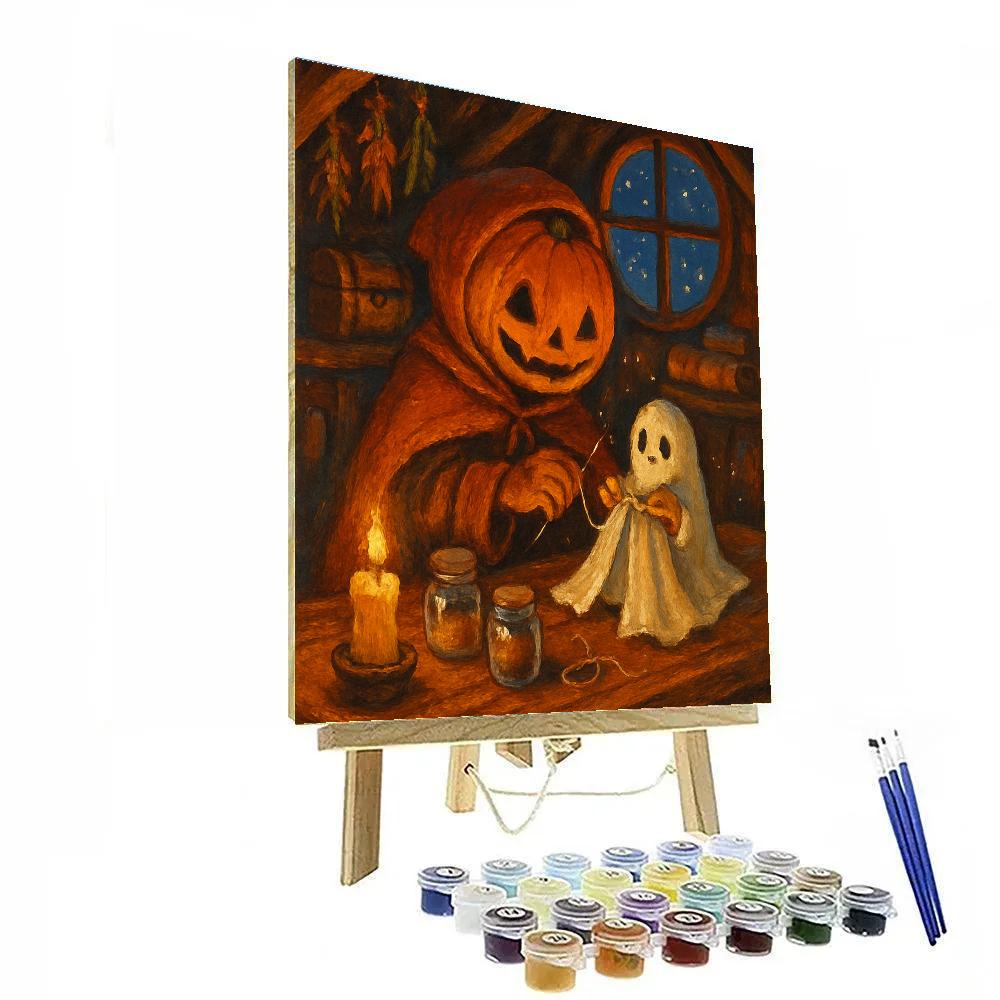 Pumpkin Headed Tailor In The Attic Workshop Numbered painting kits