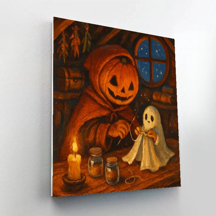 Pumpkin Headed Tailor In The Attic Workshop Numbered painting kits