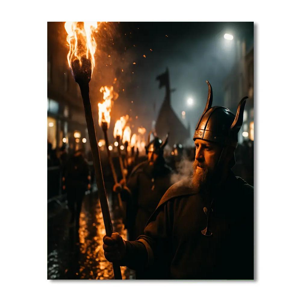 Up Helly Aa Torchlight Procession In Lerwick paint by color