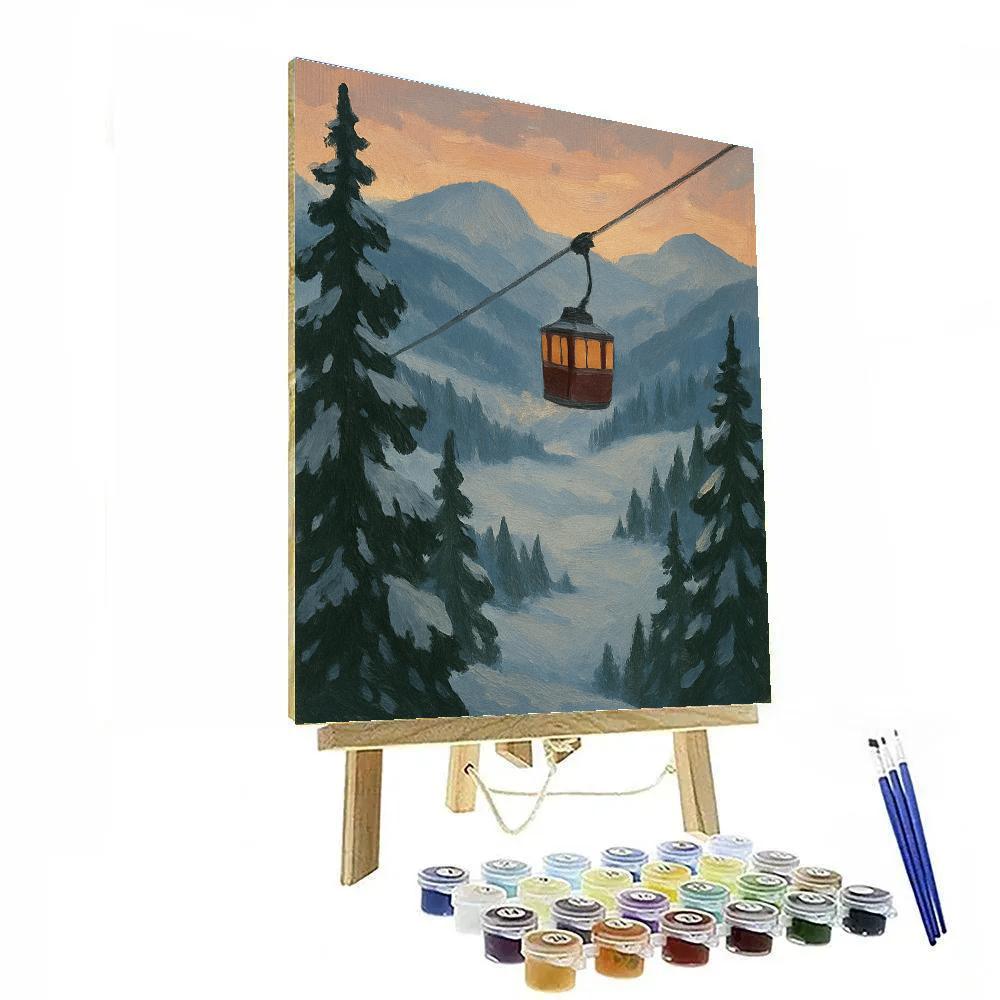 Snowy Tram Crossing The Quiet Valley Paint by numbers kits