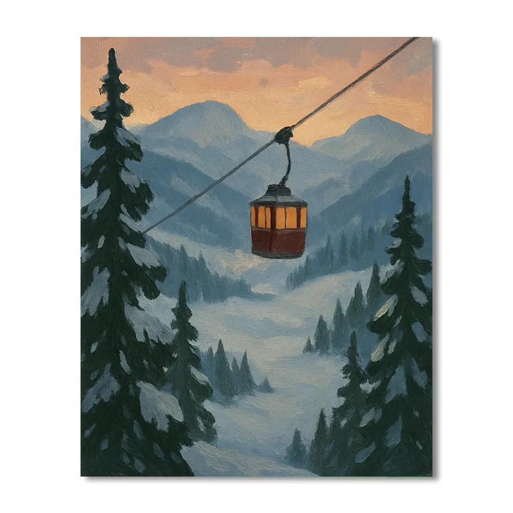 Snowy Tram Crossing The Quiet Valley Paint by numbers kits