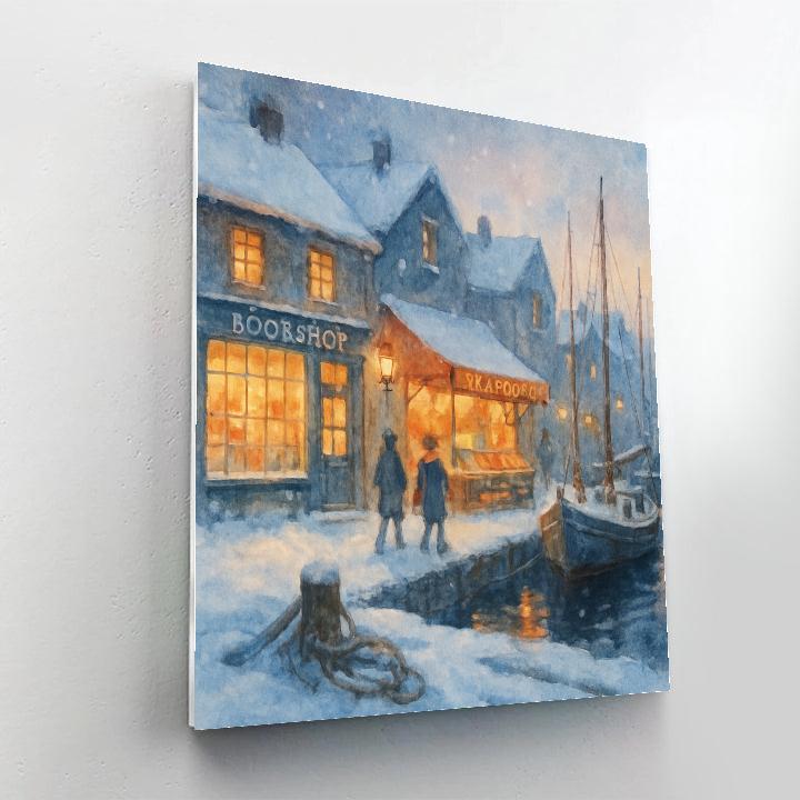 Snow Quiet Along The Harbor Bookshops Painting by numbers kit