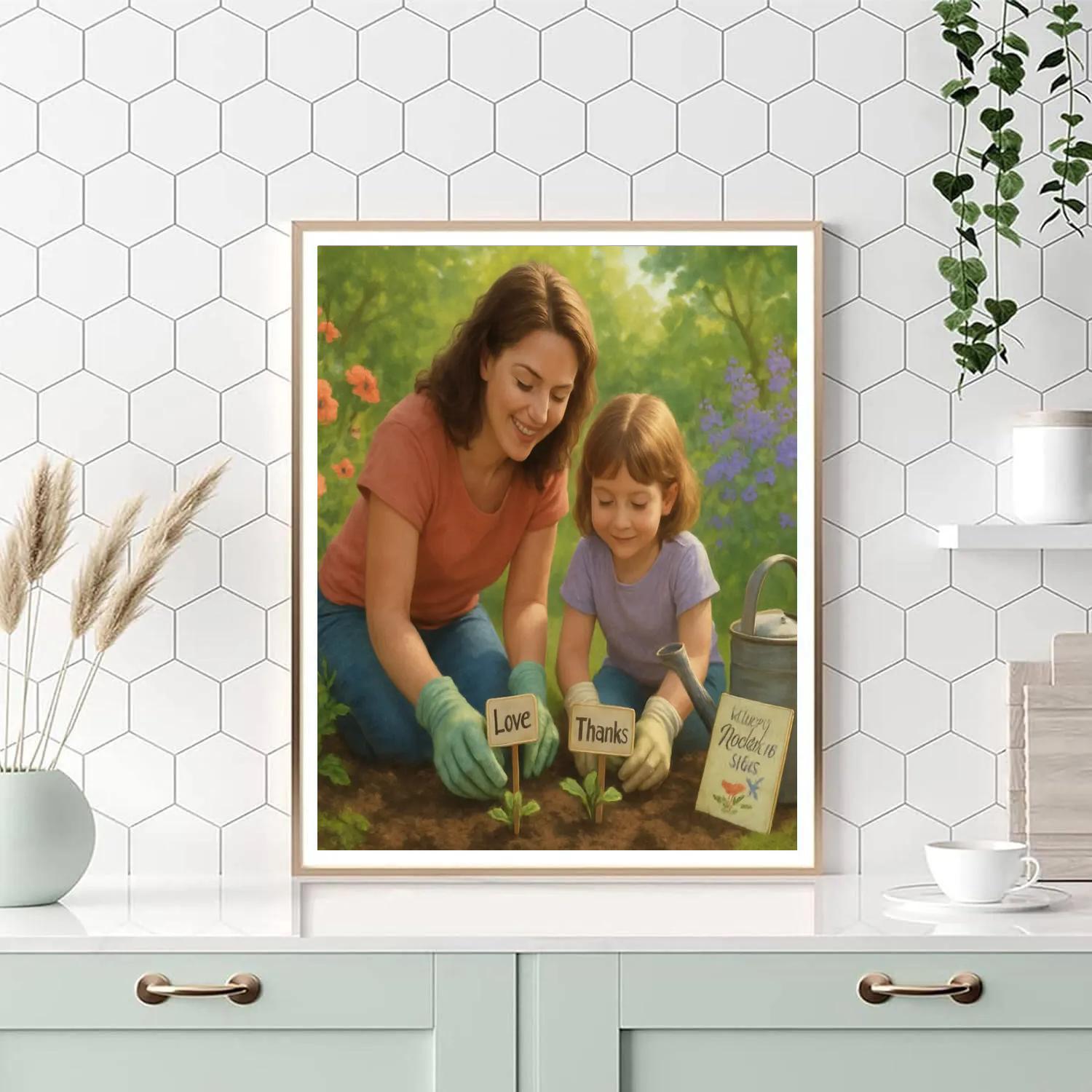 Garden Kneel And Plant Names Together Number painting