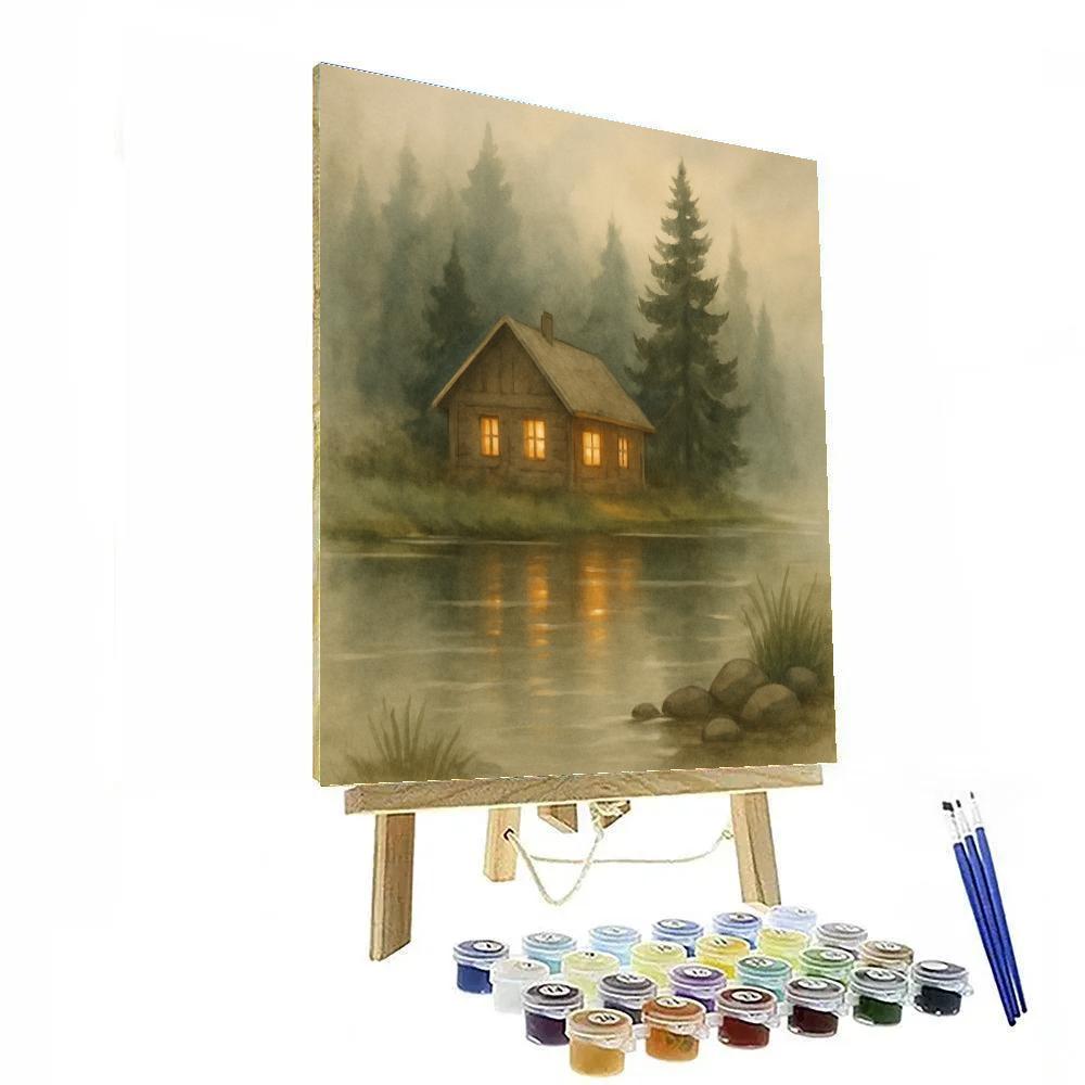 Cabin Windows In Morning Mist Paint by numbers kits