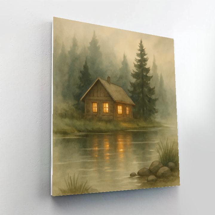 Cabin Windows In Morning Mist Paint by numbers kits