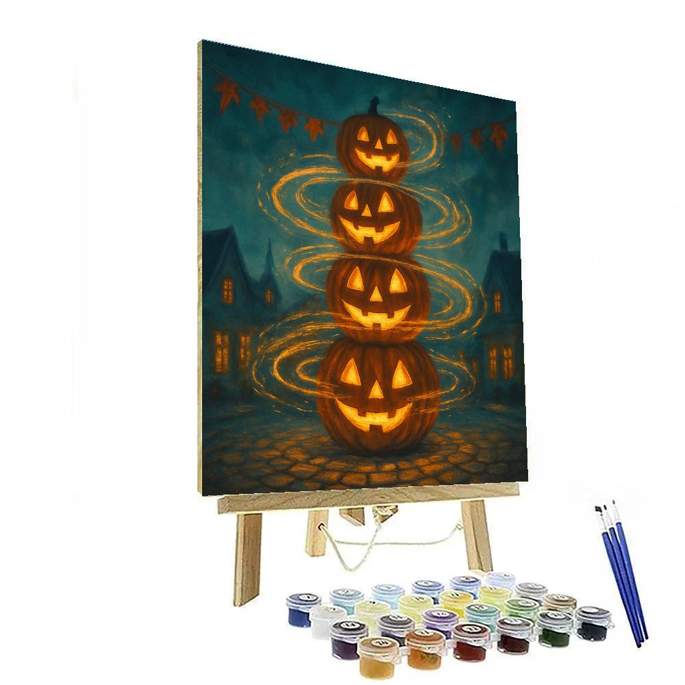 Stacked Jack O Lantern Carousel Glow Painting by numbers kit