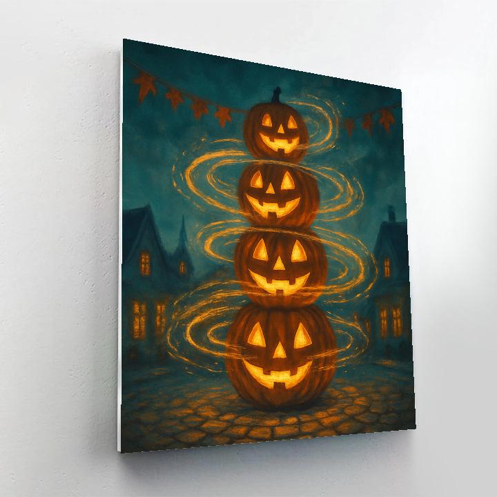 Stacked Jack O Lantern Carousel Glow Painting by numbers kit