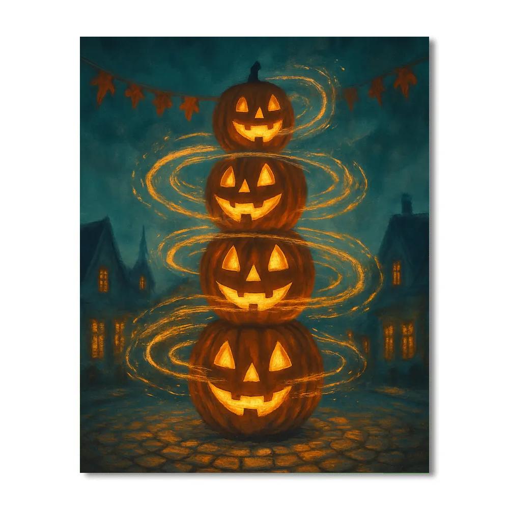 Stacked Jack O Lantern Carousel Glow Painting by numbers kit