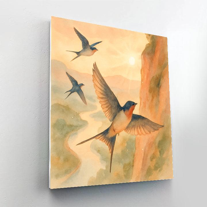 Apricot Dawn For The Cliffside Swallows paint by number