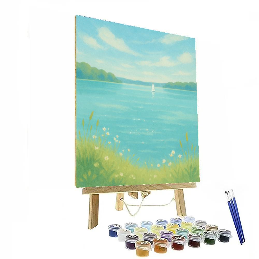 Summer Blue With Distant Sail paint by color