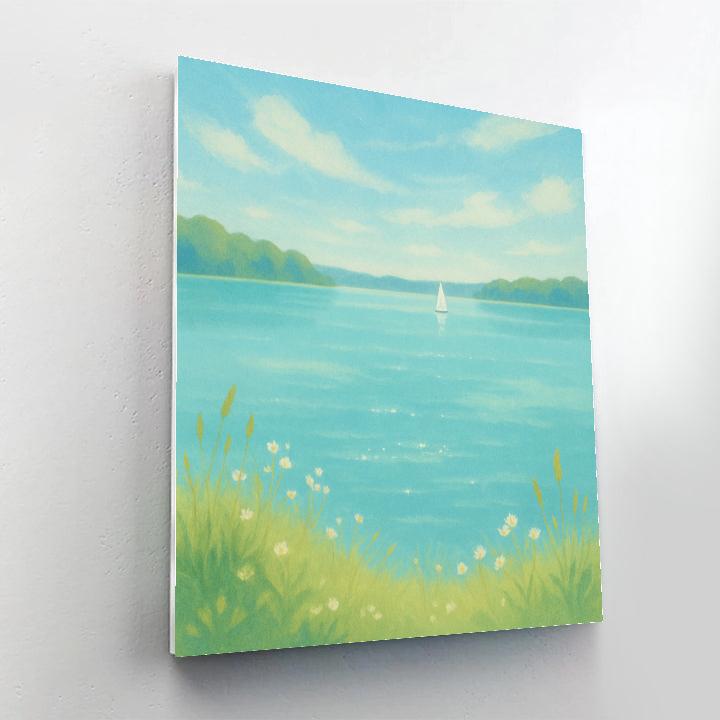 Summer Blue With Distant Sail paint by color