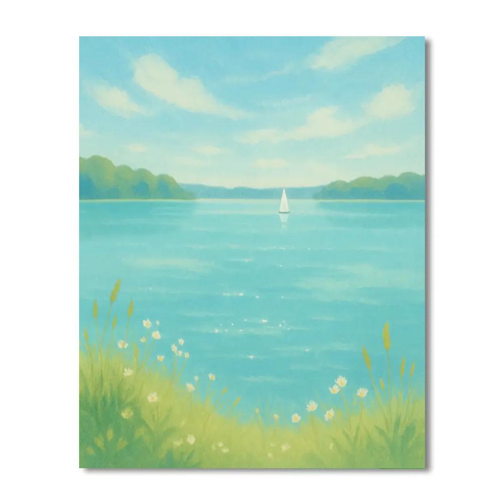 Summer Blue With Distant Sail paint by color