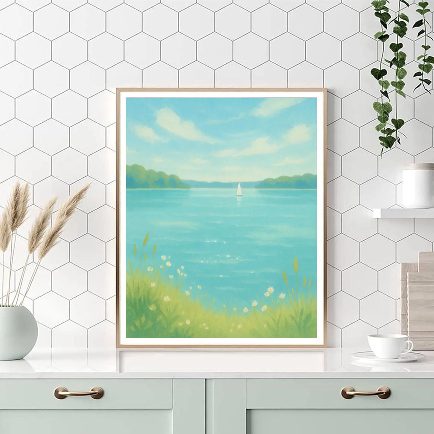 Summer Blue With Distant Sail paint by color