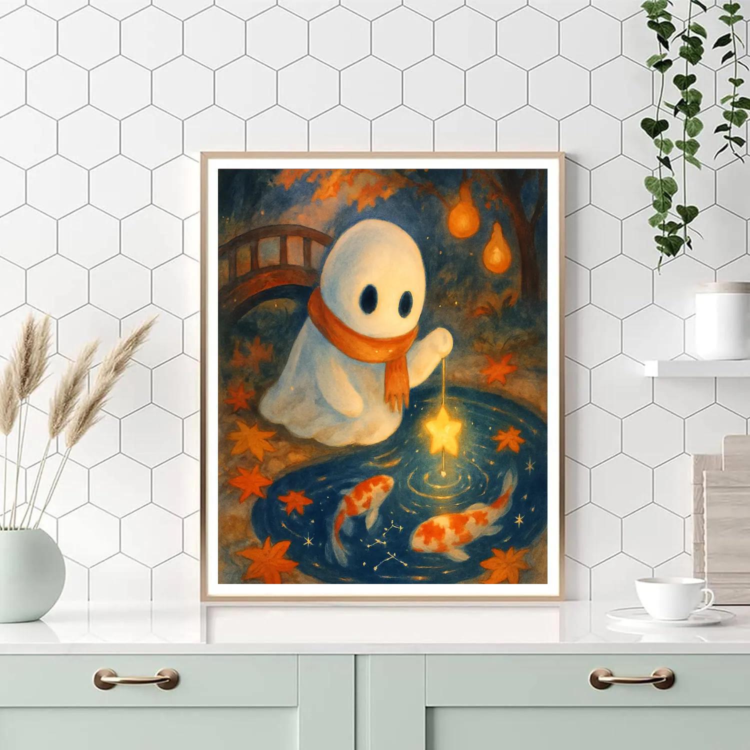 Ghost Fisher At The Koi Pond Of Stars Numbered painting kits