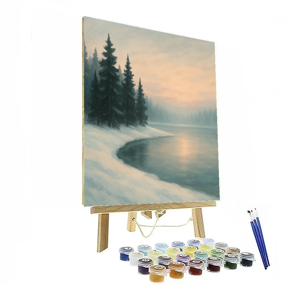 Winter Pines And Quiet Ice Edge Painting by numbers kit