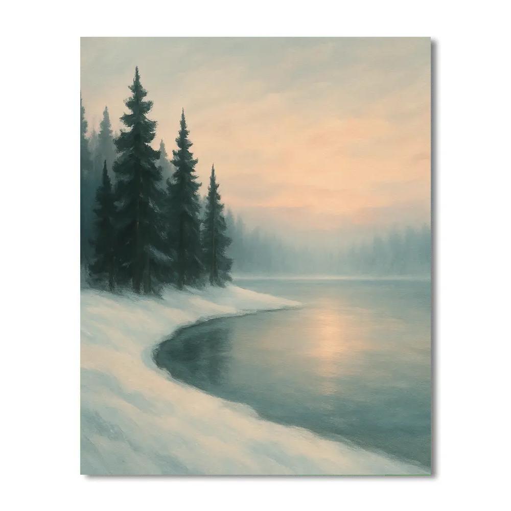 Winter Pines And Quiet Ice Edge Painting by numbers kit