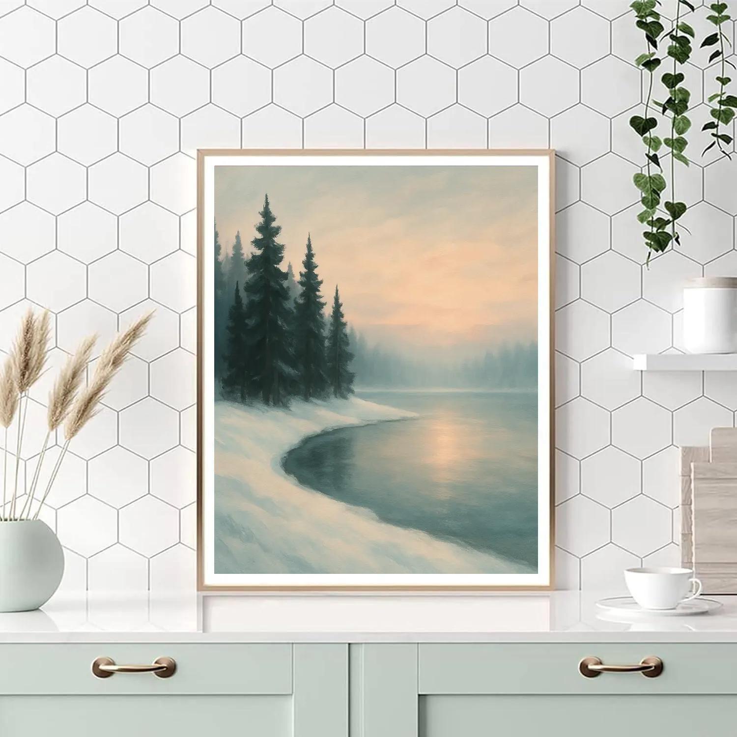 Winter Pines And Quiet Ice Edge Painting by numbers kit