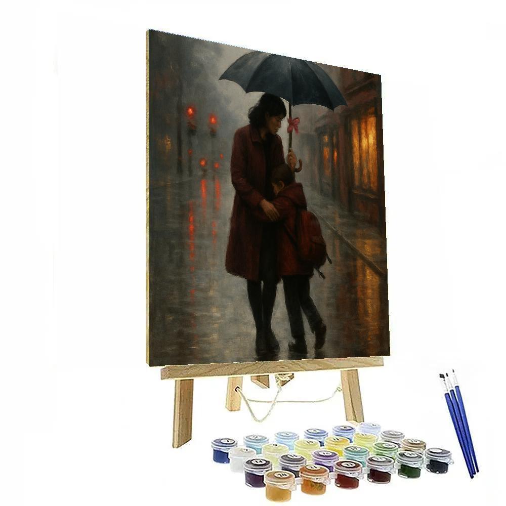 After School Umbrella Walk Home paint by color