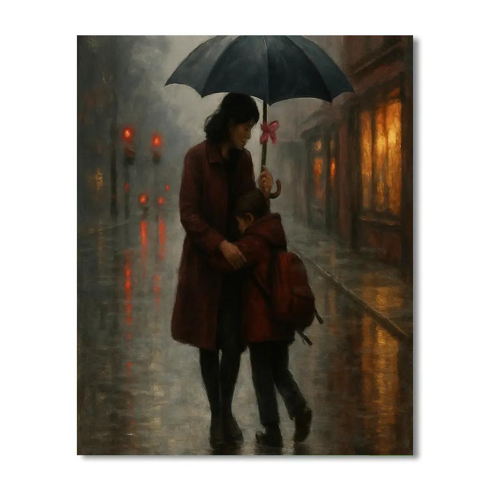 After School Umbrella Walk Home paint by color