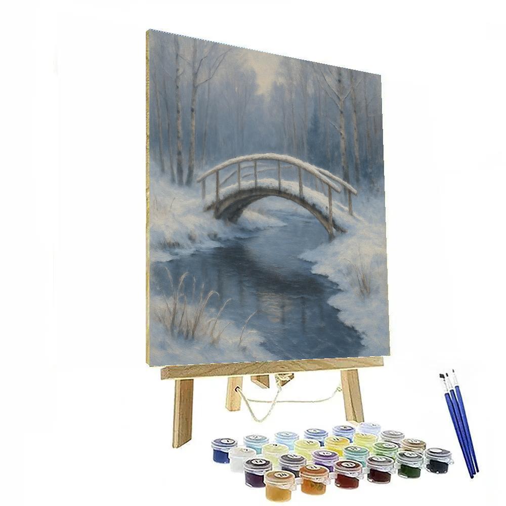 Bridge Of Birch Over Glassy Ice Water Numbered painting kits