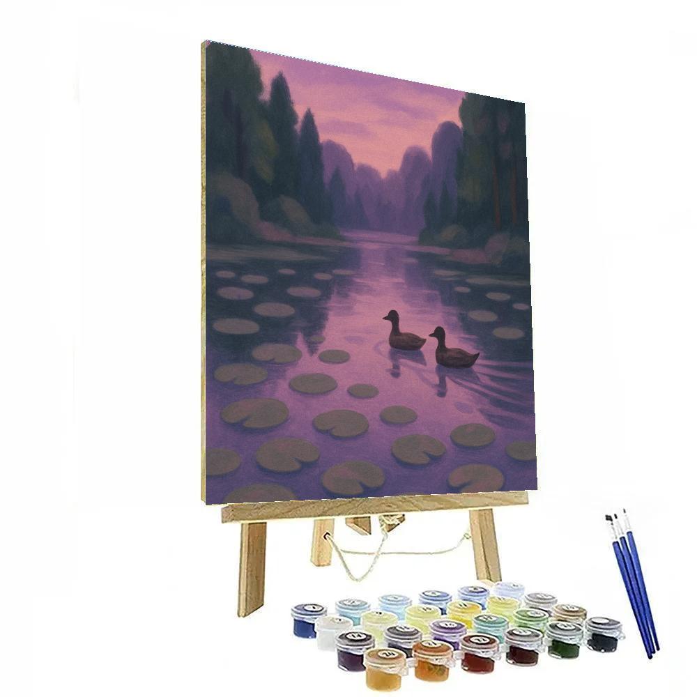 Lavender Twilight Over Lily Pads Paint by numbers art