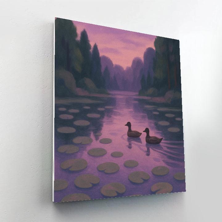 Lavender Twilight Over Lily Pads Paint by numbers art