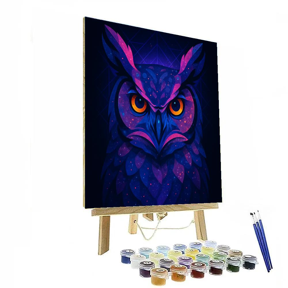 Nebula Lattice Great Horned Owl painting number kit