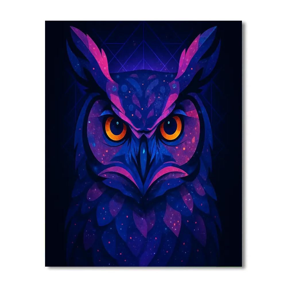 Nebula Lattice Great Horned Owl painting number kit