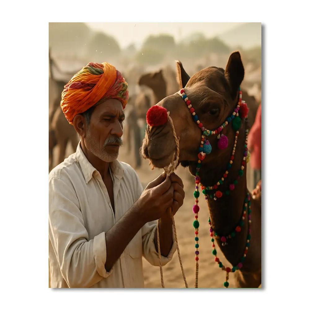 Pushkar Camel Fair Morning Market Lane paint by numbers