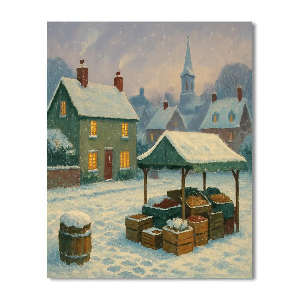 Winter Market Square After The Snowstorm paint by color