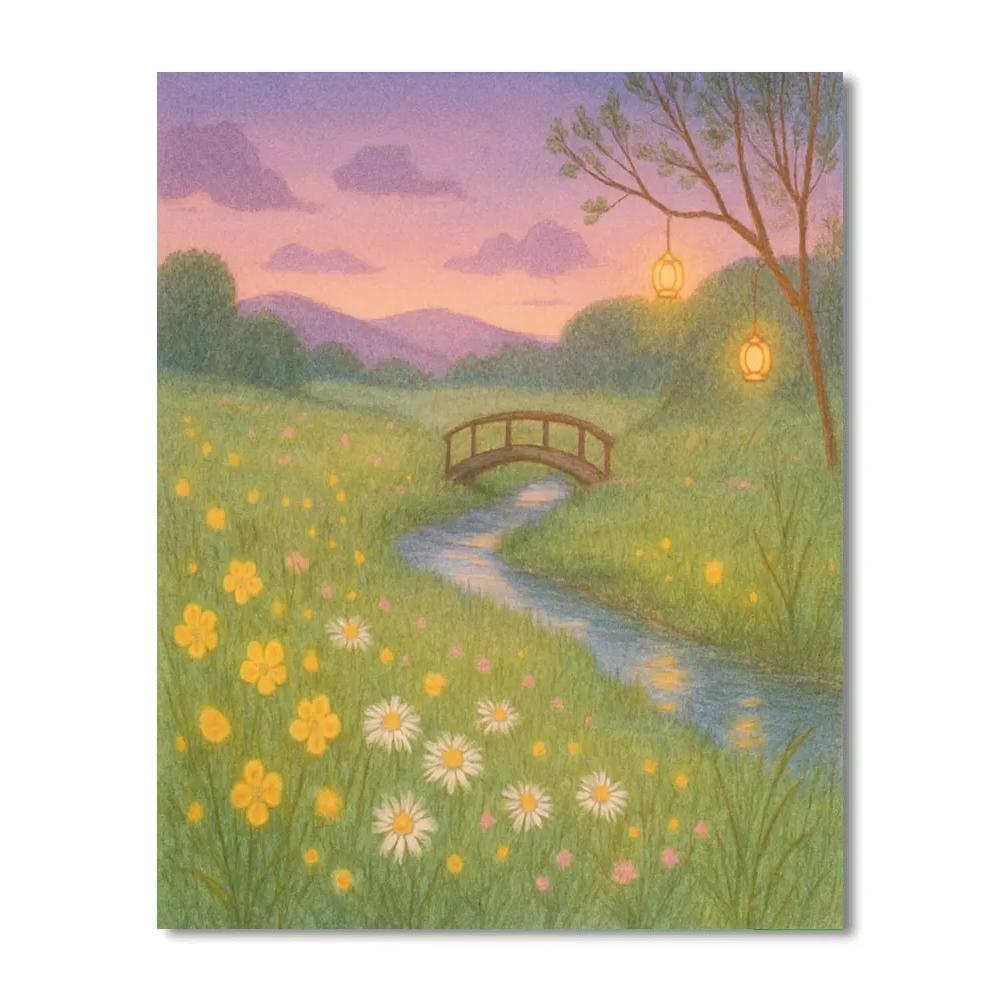 Spring Meadow Lantern Light At Dusk DIY paint by numbers
