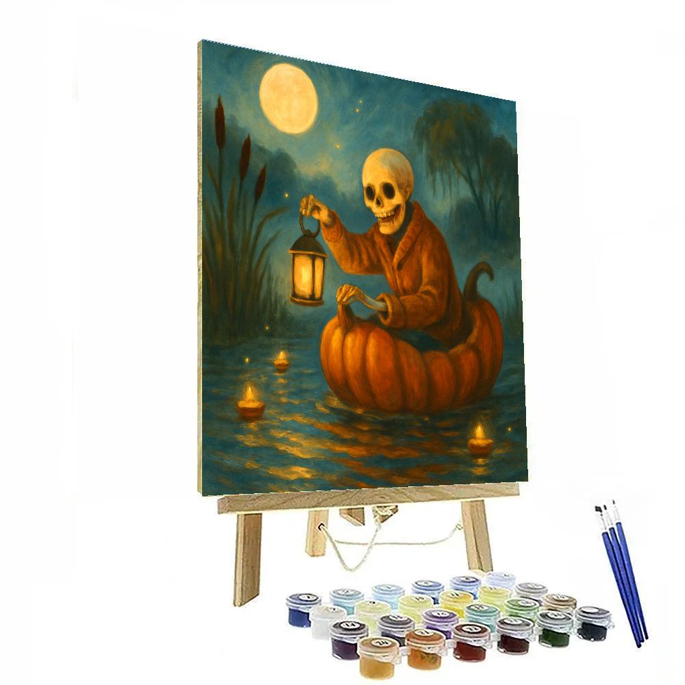 Moonlit Pumpkin Riverboat Parade paint by numbers