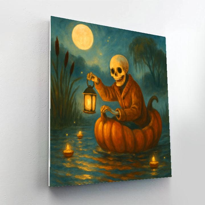 Moonlit Pumpkin Riverboat Parade paint by numbers