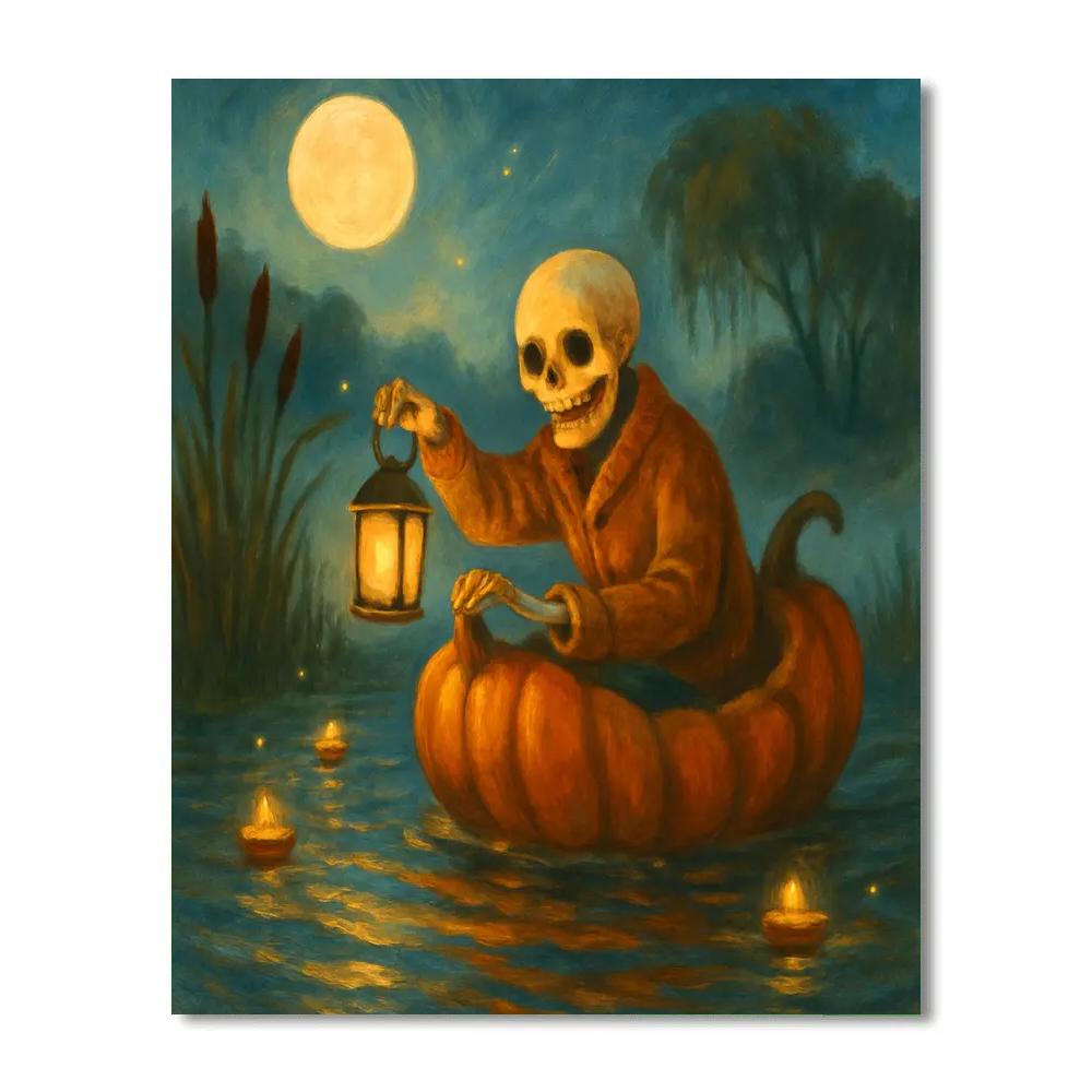 Moonlit Pumpkin Riverboat Parade paint by numbers