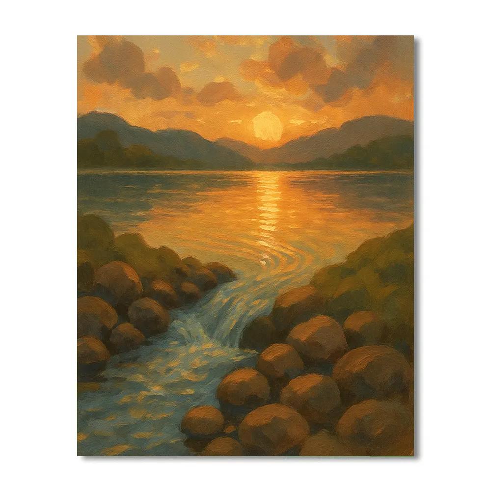 Golden Hour Creek Fed Lake paint by color