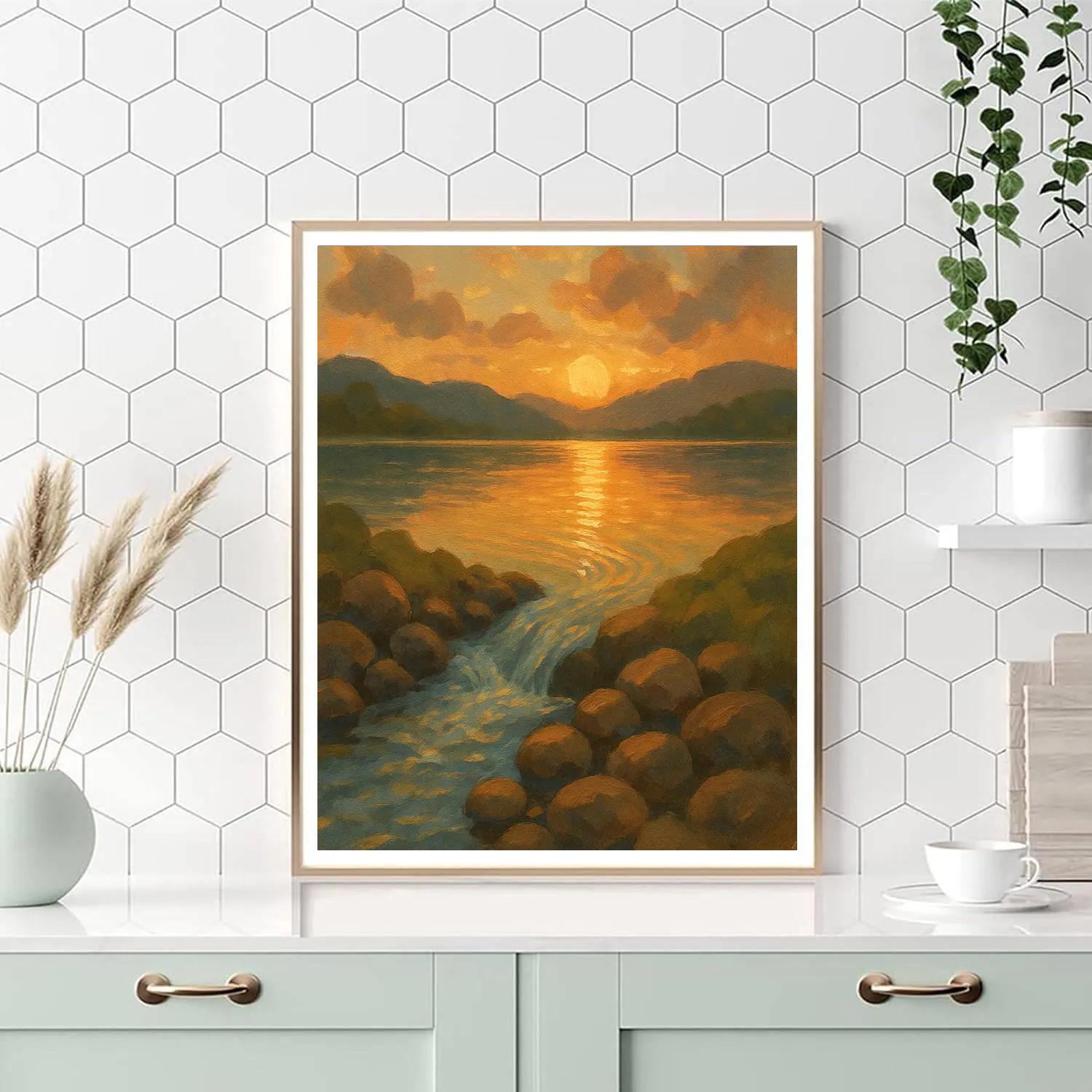 Golden Hour Creek Fed Lake paint by color