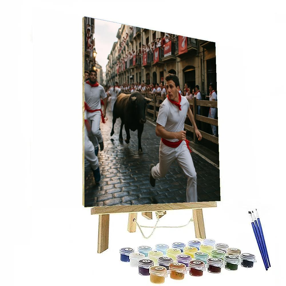San Fermin Encierro Balcony View In Pamplona paint by number