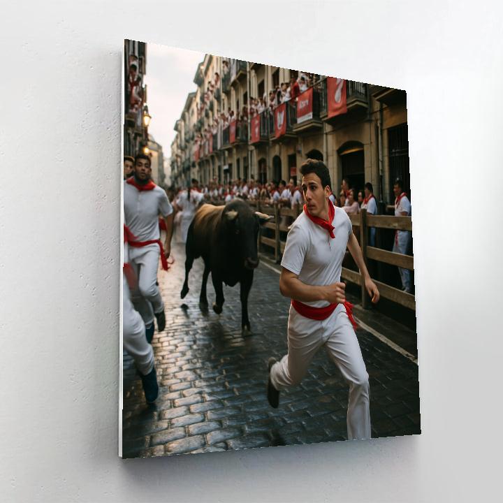 San Fermin Encierro Balcony View In Pamplona paint by number