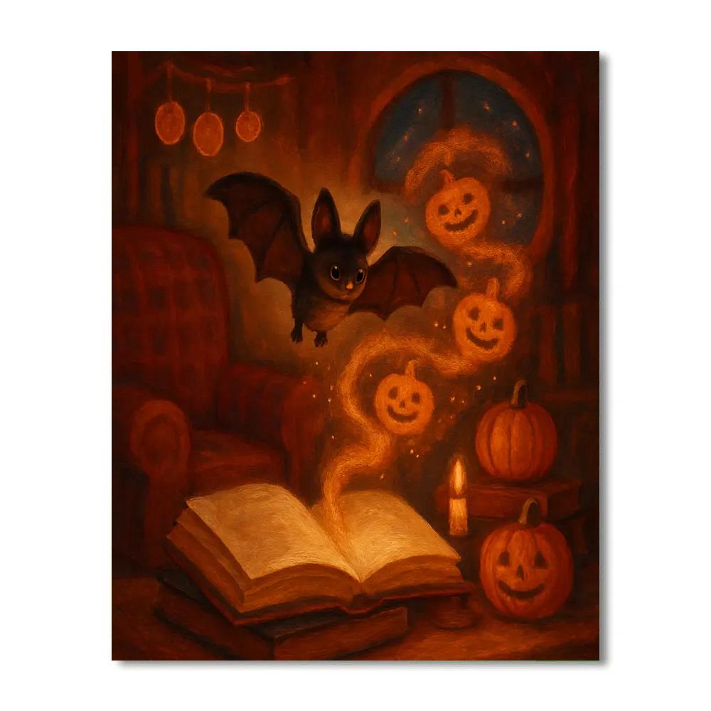 Enchanted Library Of Bats And Cinnamon Candles Number painting