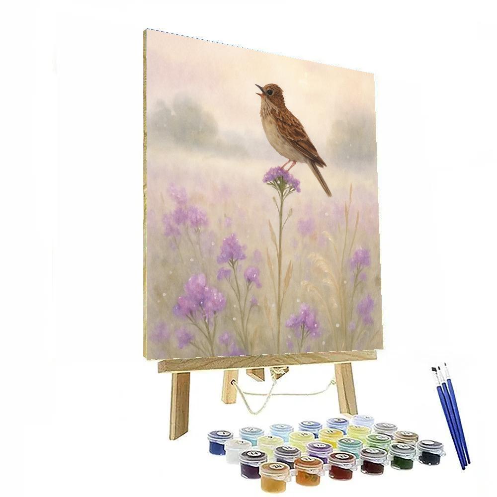 Misty Lavender Meadow With Skylark Song paint by numbers