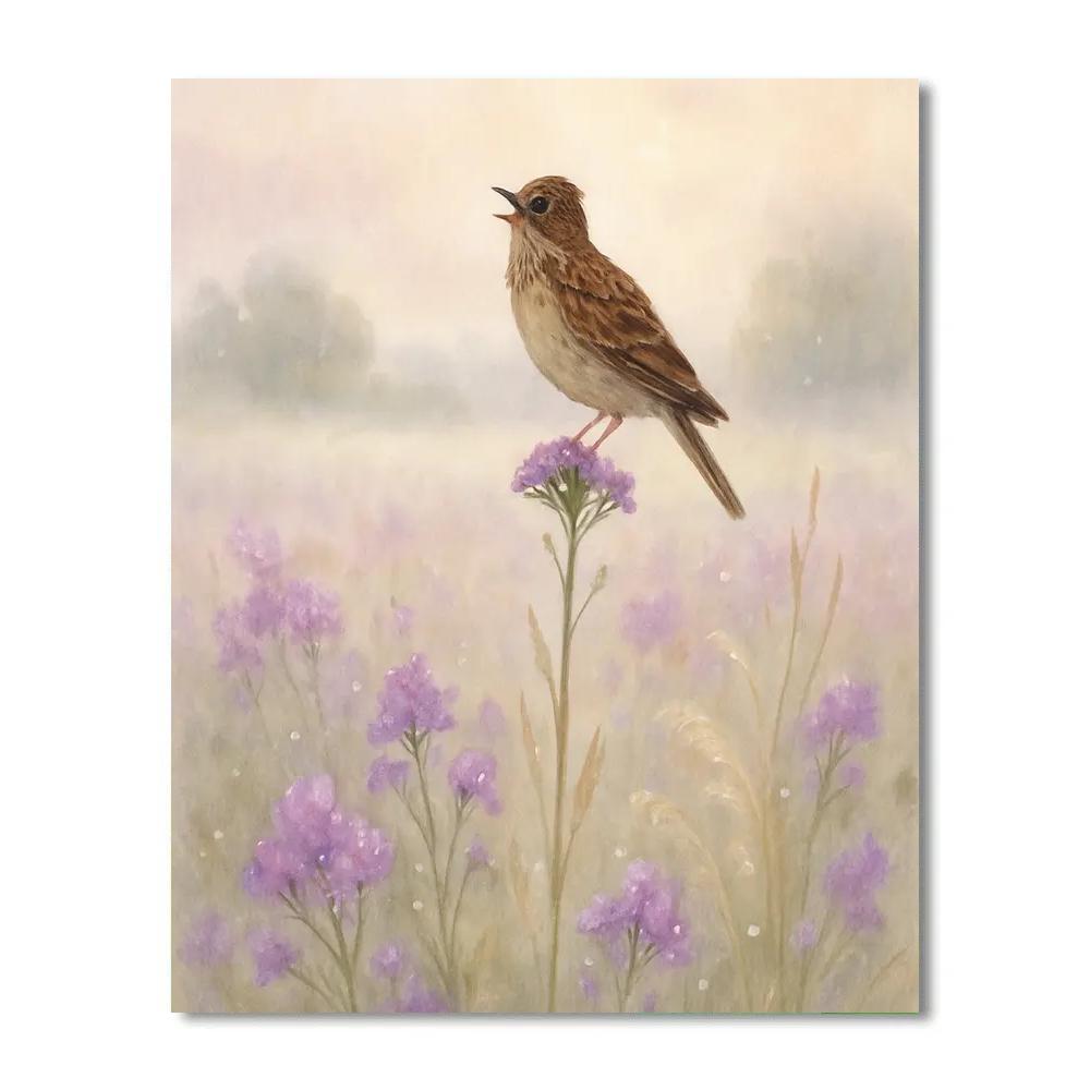 Misty Lavender Meadow With Skylark Song paint by numbers