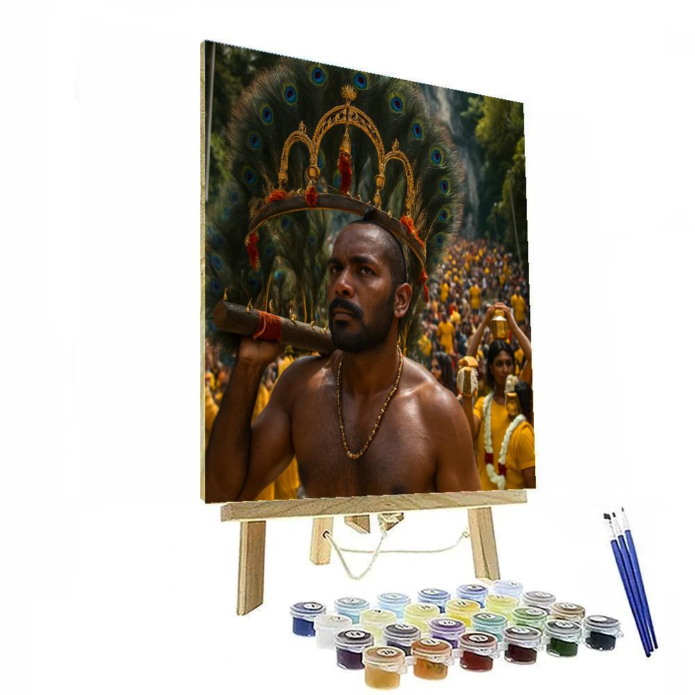 Thaipusam Kavadi Bearer At Batu Caves Steps Paint by numbers kits