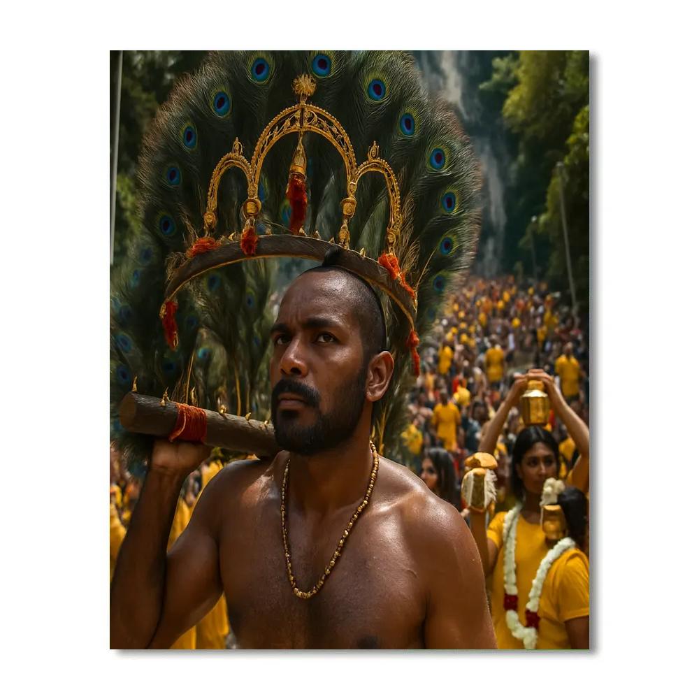 Thaipusam Kavadi Bearer At Batu Caves Steps Paint by numbers kits
