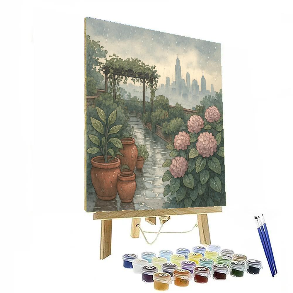 Rainy City Garden Overlook paint by number